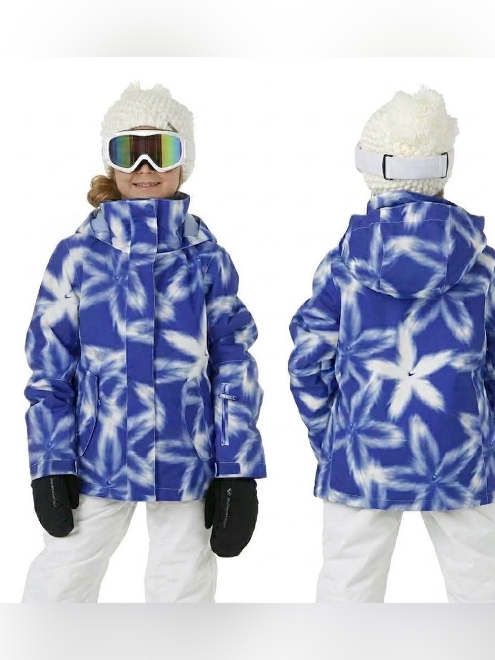 ROXY girls Teen Zip up jacket winter insulated hooded coat ski snowboard SZ M/10